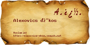 Alexovics Ákos névjegykártya